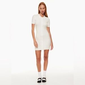 Aritzia Sunday Best Cece Polo White Knit Mini Dress Size S